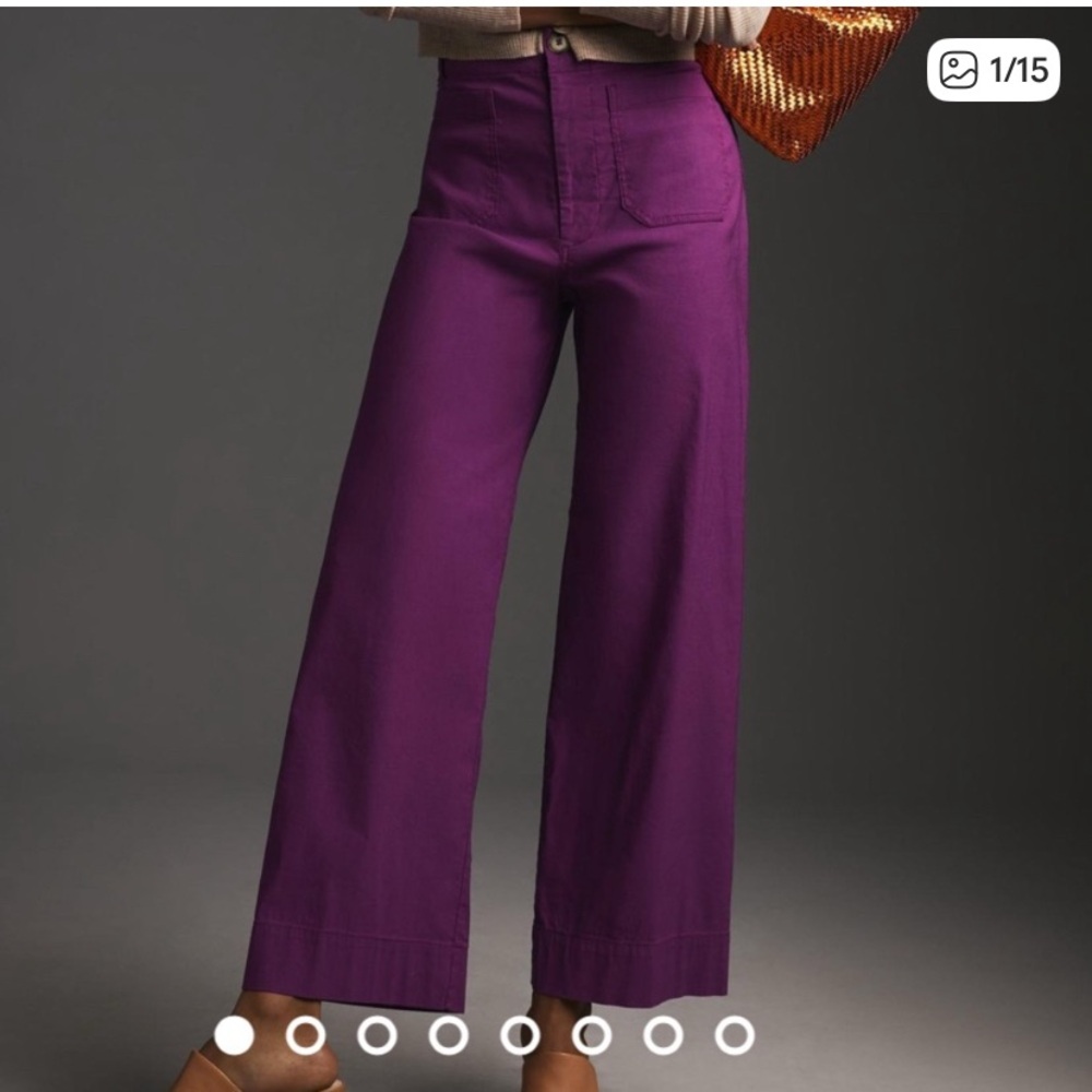 Maeve Colette Purple cropped Wide-Leg Pants